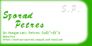 szorad petres business card